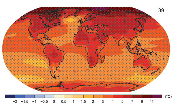 21世紀末（2081-2100年の平均）の気温の変化の予測